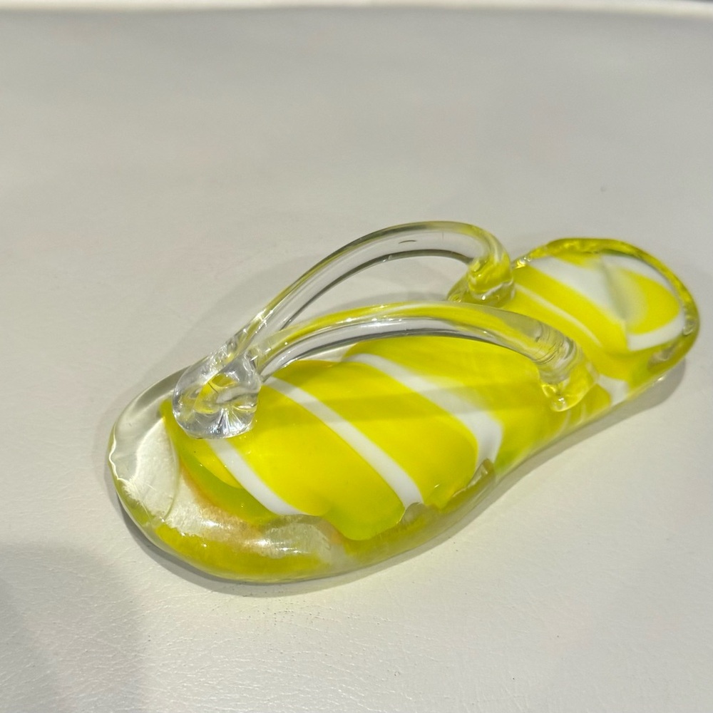 Dynasty Gallery Collectable blown glass yellow flip flop